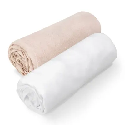 Maylily Cotton Jersey Sheet 2-pack 70x140cm- White-Beige Maylily Cotton Jersey Sheet 2-pack 70x140cm- White-Beige